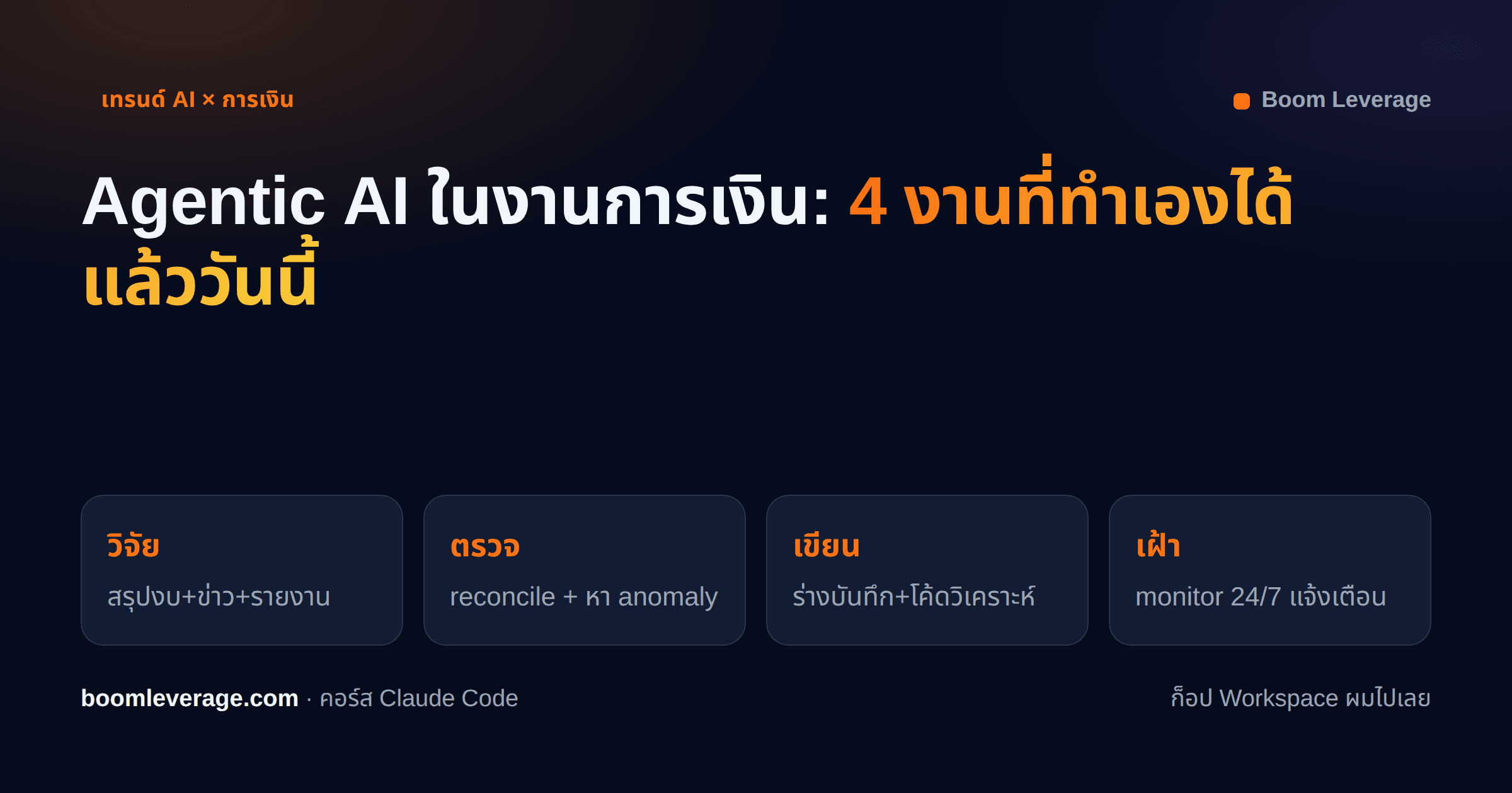 Agentic AI กับงานการเงิน: 4 งานที่ปล่อยให้ AI ทำเองได้แล้ววันนี้