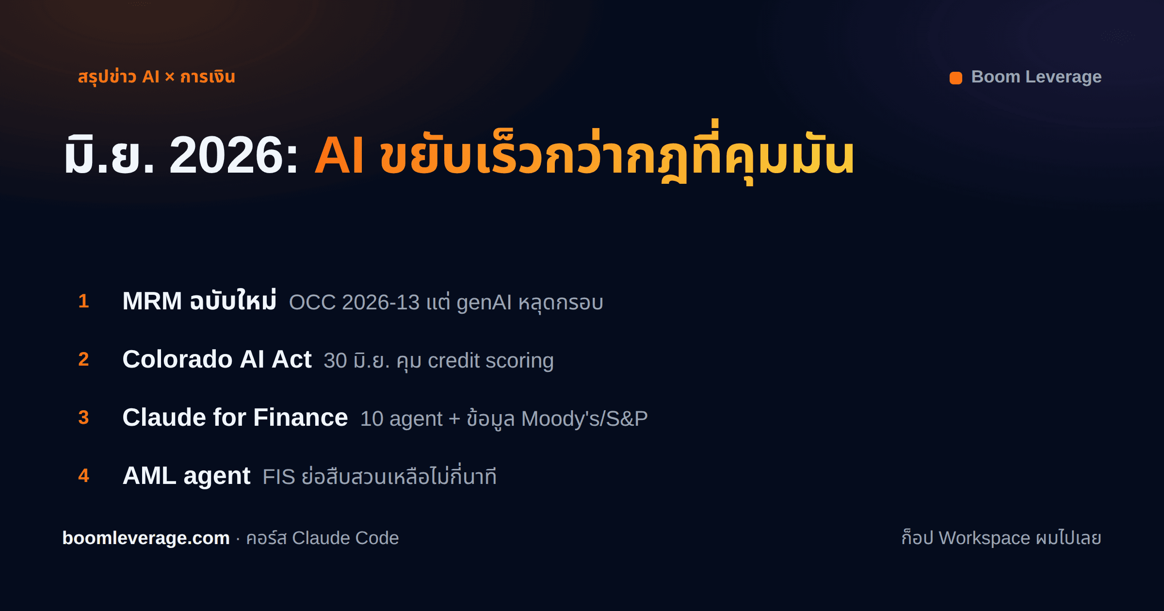สรุปข่าว AI × การเงิน มิถุนายน 2026: เรื่องที่คนทำงาน risk และ data ควรรู้